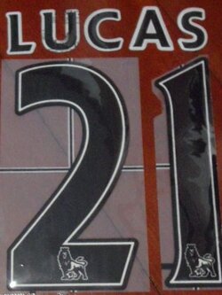 ชุดชื่อและเบอร์ติดเสื้อฟุตบอล #21 ลูคัส สโมสรลิเวอร์พูล (ชุดเยือน EPL 2007/12) PLAYER SIZE ใหม่ / #21 LUCAS LIVERPOOL Football Club (Away EPL 2007/12) PLAYER SIZE Name and Number Set NEW