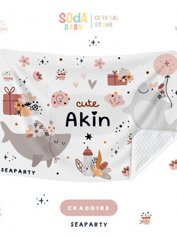 ผ้าห่มเด็ก ใส่ชื่อได้ ลาย Seaparty Cute Animal รหัส CKA00183 🦈🌊 #CuteAnimal #ผ้าห่ม #SOdAbaby