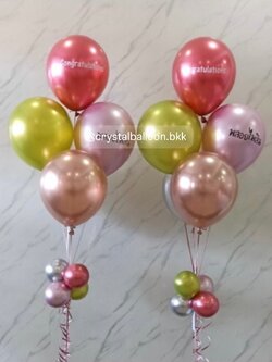 ลูกโป่ง ช่อลูกโป่งรับปริญญา สีโครเมี่ยม ช่อ 5 ลูก 2 ช่อ สีคัลเลอร์ฟูล พร้อมตกแต่ง สามารถเปลี่ยนสีลูกโป่งได้