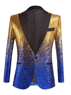 Pre-order เสื้อสูทชาย สูทแฟชั่น สูทกลิตเตอร์ไล่สี สีเหลืองน้ำเงิน