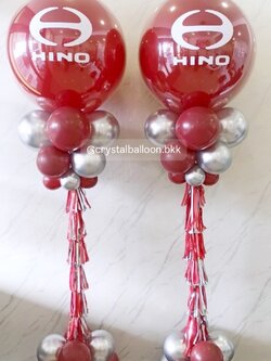 เสาลูกโป่ง เปิดงาน ลูกโป่งยาง ขนาด 36" สีเชอร์รี่ 2 เสา พร้อมตกแต่ง สามารถเปลี่ยนสีลูกโป่ง/เปลี่ยนข้อความได้