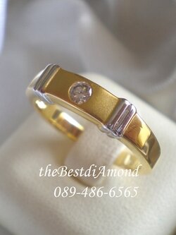 BR217-M แหวนหนุ่มๆ แบบเรียบ เพชร 1เม็ด เก๋สุดๆ เรียบ หรู ดูมี class สีทองซาตินพ่นทราย สวยมากๆๆ แบบออกมาจากcatalogue