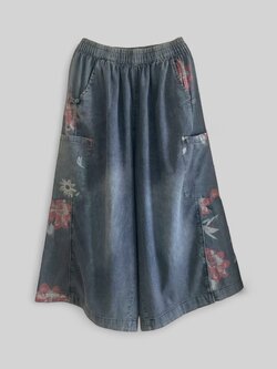 กางเกงยีนส์ฟอกขาบานแต่งกระเป๋าข้าง