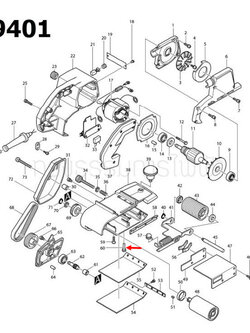 สลัก เครื่องขัดสายพาน Makita 9401, 9402 [#60] Pn.325109-0 (แท้) ##