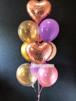 ลูกโป่ง วันเกิด น่ารัก น่ารัก พร้อมตกแต่ง ฟอยล์หัวใจ ขนาด 18" 2 ชิ้น,ลูกโป่งใส ใส่กลิตเตอร์ พร้อมตกเเต่ง สามารถเปลี่ยนสีลูกโป่ง/เปลี่ยนสี-ฟอยล์ตกแต่ง/เปลี่ยนข้อความได้