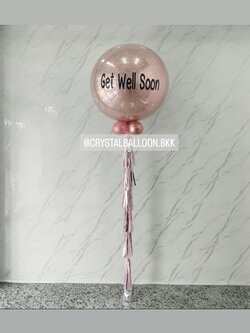 ลูกโป่ง เยี่ยมไข้ Bubble ขนาด 36" กลิตเตอร์สีโรสโกล พร้อมตกแต่ง สามารถเปลี่ยนสีลูกโป่ง/เปลี่ยนข้อความ/เปลี่ยนขนาดได้