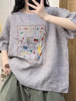 เสื้อผ้าลินินลายปักทรงโอเวอร์ไซส์