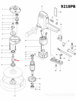 แกนเฟือง เครื่องขัดเงา Makita มากีต้า 9218PB, PBL, BL [#13] Pn.325528-0 (แท้) ##