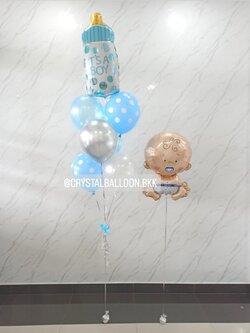 ลูกโป่ง Welcome Baby ช่อลูกโป่งฟอยล์ขวดนม ช่อ 7 ลูก 1 ช่อ พร้อมตกแต่ง ฟอยล์เด็กทารก 1 ชิ้น สามารถเปลี่ยนสีลูกโป่ง/เปลี่ยนสี-ฟอยล์ตกแต่งได้