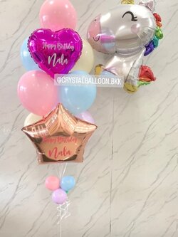 ลูกโป่ง วันเกิดเด็ก ช่อลูกโป่งฟอยล์หัวใจ ขนาด 18",ฟอยล์ดาว ขนาด 24" ช่อ 10 ลูก 1 ช่อ พร้อม ฟอยล์ Unicorn Anagram 1 ชิ้น พร้อมตกแต่ง สามารถเปลี่ยนสีลูกโป่ง/เปลี่ยนข้อความ/เปลี่ยนสี-ฟอยล์ตกแต่งได้