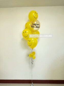 ลูกโป่ง วันเกิด ช่อลูกโป่ง หน้ายิ้ม 6 ลูก 1 ช่อ พร้อมตกแต่ง สามารถเปลี่ยนสีลูกโป่ง/เปลี่ยนข้อความได้