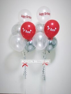 ลูกโป่ง วันเกิด ช่อลูกโป่ง 5 ลูก 1 ช่อ พร้อมตกแต่ง ลูกโป่งใส ใส่กลิตเตอร์ สามารถเปลี่ยนสีลูกโป่ง/เปลี่ยนสี-ฟอยล์ตัวเลข/เปลี่ยนฟอยล์ตกแต่งได้