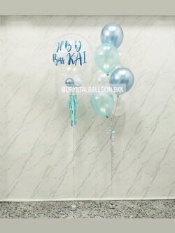 ลูกโป่ง วันเกิด Bubble ขนาด 24" กลิตเตอร์สีขาวมุก พร้อม ช่อลูกโป่ง ช่อ 7 ลูก 1 ช่อ พร้อมตกเเต่ง สามารถเปลี่ยนสีลูกโป่ง/เปลี่ยนข้อความ/เปลี่ยนขนาดได้