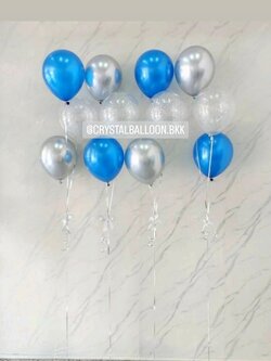 ลูกโป่ง งานแต่ง ช่อลูกโป่ง ช่อ 3 ลูก 4 ช่อ Theme สีน้ำเงินมุก-เงินโครเมี่ยม พร้อมตกแต่ง สามารถเปลี่ยนสีลูกโป่งได้