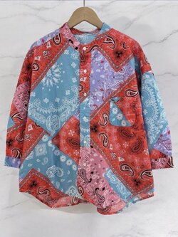 เสื้อผ้าฝ้ายแขนสามส่วนแต่งกระเป๋า