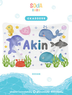 ผ้าห่มเด็ก ใส่ชื่อได้ ลาย Into The Ocean รหัส CKA00099 #SOdAbaby #CollectionOCEAN