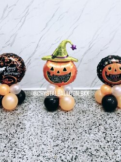 ลูกโป่ง Theme Halloween ตั้งฐาน 3 ชิ้น พร้อมตกแต่ง สามารถเปลี่ยนสีลูกโป่ง/เปลี่ยนฟอยล์ตกแต่งได้