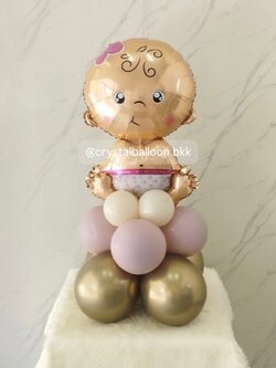ลูกโป่ง Welcome Baby ฟอยล์เด็กผญ. ตั้งฐาน 1 ชิ้น สีคาเมเลียโครเมียม/Sand/Dusk Pink พร้อมตกแต่ง สามารถเปลี่ยนสีลูกโป่ง/เปลี่ยนฟอยล์ตกแต่งได้