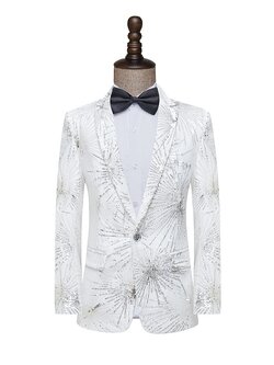 พร้อมเช่า เสื้อสูทชาย สีขาว แต่งเลื่อม