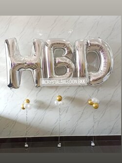 ลูกโป่งฟอยล์ตัวอักษร ขนาด 40" วันเกิด ฟอยล์ตัวอักษร สีเงิน 3 ตัวอักษร พร้อมตกแต่ง สามารถเปลี่ยนสีลูกโป่ง/เปลี่ยนสี-ฟอยล์ตัวอักษรได้