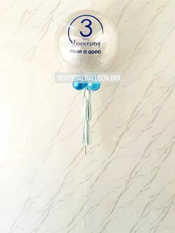 ลูกโป่ง เปิดร้าน Bubble ขนาด 24" กลิตเตอร์สีเงิน พร้อมตกแต่ง สามารถเปลี่ยนสีลูกโป่ง/เปลี่ยนข้อความ/เปลี่ยนขนาดได้