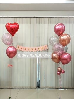 ลูกโป่ง Welcome Baby ช่อลูกโป่ง 7 ลูก 1 ช่อ พร้อม ป้ายธง 9 ตัวอักษร พร้อมตกแต่ง ช่อลูกโป่งฟอยล์หัวใจ ขนาด 18" 1 ช่อ,ลูกโป่งใส ใส่กลิตเตอร์ สามารถเปลี่ยนสีลูกโป่ง/เปลี่ยนสี-ป้ายธง/เปลี่ยนสี-ฟอยล์ตกแต่งได้