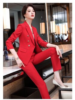 พร้อมเช่า สูทหญิง สูทสีไวน์แดง ทรงเข้ารูป สูทแฟชั่น ไซส์ M