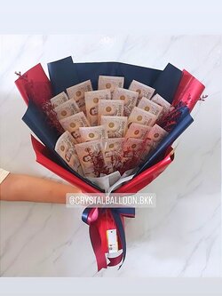 ช่อดอกไม้ธนบัตร 1 ช่อ สุดเซอร์ไพรส์ มอบแด่คนพิเศษ พร้อมตกแต่ง (ราคายังไม่รวมธนบัตร)