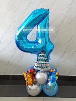 ลูกโป่ง วันเกิดเด็ก ฟอยล์ตัวเลข 40" สีน้ำเงิน ตั้งฐาน 1 ชิ้น พร้อมตกแต่ง สามารถเปลี่ยนสีลูกโป่ง/เปลี่ยนสีฟอยล์ตัวเลข/เปลี่ยนฟอยล์ตกแต่งได้