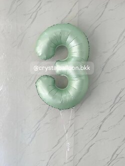 ลูกโป่ง วันเกิดเด็ก ฟอยล์ตัวเลขสีเขียวพาสเทล ขนาด 40" 1 ชิ้น พร้อมตกแต่ง สามารถเปลี่ยนสีลูกโป่ง/เปลี่ยนข้อความ/เปลี่ยนฟอยล์ตกแต่งได้