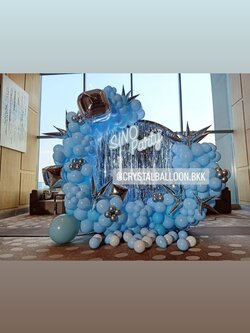 Organic Backdrop โครงกลม ขนาด 2x2 เมตร Theme Frozen พร้อม ม่านฟอยล์ 10 ชิ้น พร้อมตกแต่ง (ราคาไม่รวมป้ายไฟ) สามารถเปลี่ยนสีลูกโป่ง/เปลี่ยนสี-ม่านฟอยล์/เปลี่ยนฟอยล์ตกแต่งได้