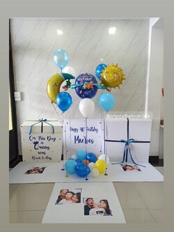 Jumbo box 36" Happy Brithday Surprise Box กล่องเซอร์ไพรส์วันเกิด พร้อม ฟอยล์การตูน 18" 3 ชิ้น ลูกโป่ง 4 ลูก , พร้อมตกเเต่ง สามารถใส่รูปได้ 4 ใบ สามารถเปลี่ยนสีลูกโป่ง/เปลี่ยนข้อความ/เปลี่ยนสีฟอยล์ตกเเต่งได้