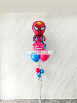 ลูกโป่ง เยี่ยมไข้ ช่อลูกโป่งฟอยล์ Spider Man ช่อ 5 ลูก 1 ชิ้น Theme สีน้ำเงิน-แดง พร้อมตกแต่ง สามารถเปลี่ยนสีลูกโป่ง/เปลี่ยนข้อความ/เปลี่ยนฟอยล์ตกแต่งได้