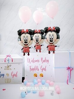 Jumbo Box 36'' กล่องทายเพศ พร้อมตกเเต่ง ฟอยล์มินนี่ 3 ชิ้น+ลูกโป่ง 3 ลูก,สามารถใส่รูปได้ 4 ใบ สามารถเปลี่ยนสีลูกโป่ง/เปลี่ยนฟอยล์ตกเเต่ง/เปลี่ยนข้อความได้