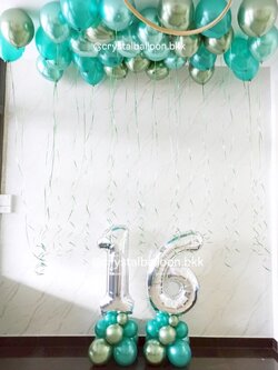 ลูกโป่ง วันเกิด ลูกโป่งลอยฝ้า 30 ลูก พร้อม ฟอยล์ตัวเลข ขนาด 40" ตั้งฐาน 2 ชิ้น Theme เขียว พร้อมตกแต่ง สามารถเปลี่ยนสีลูกโป่ง/เปลี่ยน