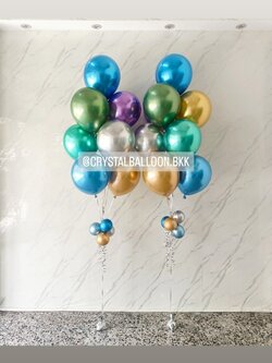 ลูกโป่ง แสดงความยินดี ช่อลูกโป่งโครเมี่ยม ช่อ 9 ลูก 2 ช่อ พร้อมตกแต่ง สามารถเปลี่ยนสีลูกโป่งได้