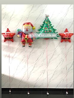 ลูกโป่ง Christmas ฟอยล์ตกแต่งภายในงาน ฟอยล์แซนต้า ใหญ่ 1 ชิ้น พร้อม ฟอยล์ต้น Christmas 1 ชิ้น,ฟอยล์ดาว ขนาด 18" 2 ชิ้น พร้อมตกแต่ง สามารถเปลี่ยนสี-ฟอยล์ตกแต่งได้