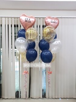 ลูกโป่ง วันเกิด ช่อลูกโป่งฟอยล์หัวใจ 18" ช่อ 7 ลูก 2 ช่อ Theme Dark Blue พร้อม ลูกโป่งใส ใส่กลิตเตอร์ พร้อมตกเเต่ง สามารถเปลี่ยนสีลูกโป่ง/เปลี่ยนข้อความได้