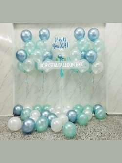 ลูกโป่ง วันเกิด Bubble 24" กลิตเตอร์สีขาวมุก ช่อลูกโป่ง ช่อ 7 ลูก 4 ช่อ,ป้ายธง Happy Birthday 1 ชิ้น,ลูกโป่งโปรยพื้น 28 ลูก พร้อมตกเเต่ง สามารถเปลี่ยนสีลูกโป่ง/เปลี่ยนข้อความ/เปลี่ยนสี-ป้ายธง/เปลี่ยนขนาดได้