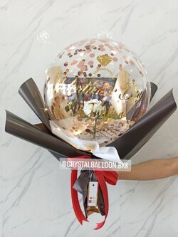 Flower Balloon Valentine's Day ดอกกุหลาบขาวประดิษฐ์ 1 ดอก พร้อม ติดรูป 1 รูป,สามารถใส่เงินได้ 30 ใบ พร้อมตกแต่ง สามารถเปลี่ยนข้อความ/เปลี่ยนสีได้