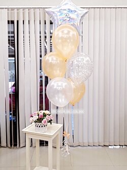 ลูกโป่ง วันเกิด ช่อลูกโป่ง ฟอยล์ดาว ขนาด 24" 1 ช่อ พร้อม ลูกโป่งใส ใส่กลิตเตอร์ พร้อมตกเเต่ง สามารถเปลี่ยนสีลูกโป่ง/เปลี่ยนข้อความ/เปลี่ยนสี-ฟอยล์ตกแต่งได้