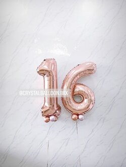 ลูกโป่ง วันเกิดเด็ก ฟอยล์ตัวเลข ขนาด 40" สีโรสโกล 2 ชิ้น พร้อมตกแต่ง สามารถเปลี่ยนสีลูกโป่ง/เปลี่ยนสี-ฟอยล์ตัวเลขได้