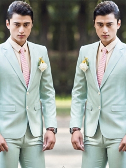 พร้อมเช่า ชุดสูทชาย สีเขียวมินท์ พาสเทล