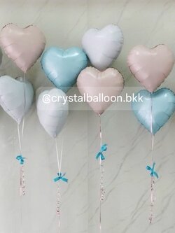 ลูกโป่ง Welcome Baby ฟอยล์หัวใจ ขนาด 18" ช่อ 2 ชิ้น 6 ช่อ Theme ชมพู - ฟ้า พร้อมตกแต่ง สามารถเปลี่ยนสี-ฟอยล์ตกแต่งได้