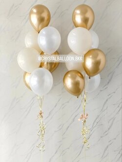 ลูกโป่ง แสดงความยินดี ช่อลูกโป่ง ช่อ 7 ลูก 2 ช่อ Theme สีทองอ่อนโครเมี่ยม พร้อมตกแต่ง สามารถเปลี่ยนสีลูกโป่งได้