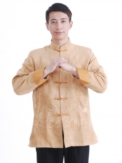 Pre-order ชุดจีน เสื้อจีนชาย แขนยาว สีทอง