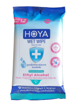 ทิชชู่เปียก โฮญ่า เว็ท ไวพส์ สูตรแอลกอฮล์ 75% 1 ห่อ 12 แผ่น