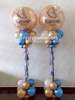 เสาลูกโป่ง เปิดงาน Bubble ขนาด 36" กลิตเตอร์สีแชมเปญ 2 เสา พร้อมตกแต่ง สามารถเปลี่ยนสีลูกโป่ง/เปลี่ยนข้อความได้