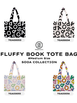 กระเป๋า Fluffy Book Tote Bag Medium Size SOdA Collection รุ่น Zipper รหัส TGA00053-TGA00060 #SOdAPtintinG