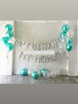 ลูกโป่ง วันเกิด ช่อลูกโป่ง ช่อ 7 ลูก 2 ช่อ พร้อม ลูกโป่งโปรยพื้น 8 ลูก พร้อมตกแต่ง ฟอยล์ตัวอักษร Happy Birthday ขนาด 16" 1 ชิ้น,ฟอยล์อักษร ขนาด 16" 7 ตัวอักษร สามารถเปลี่ยนสีลูกโป่ง/เปลี่ยนข้อความ/เปลี่ยนสี-ฟอยล์ตัวอักษรได้